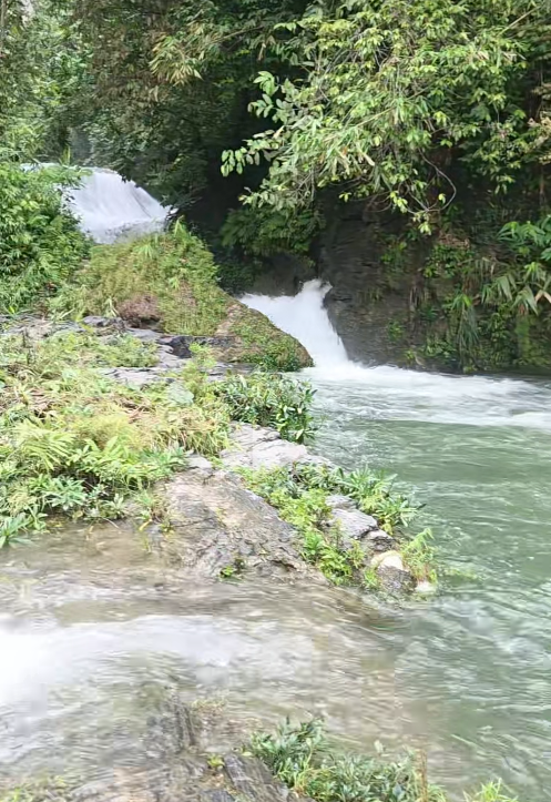 Swimming in the stream in Quang Lam